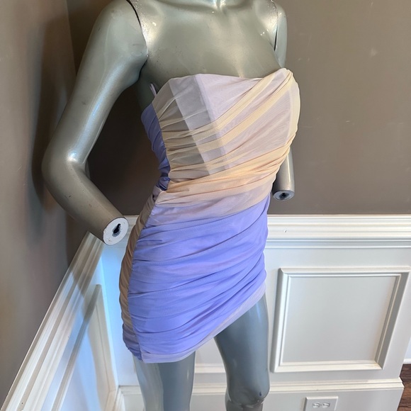 NWT ZARA Tulle Mini Corset Dress Purple/Yellow Sz M - Picture 3 of 4